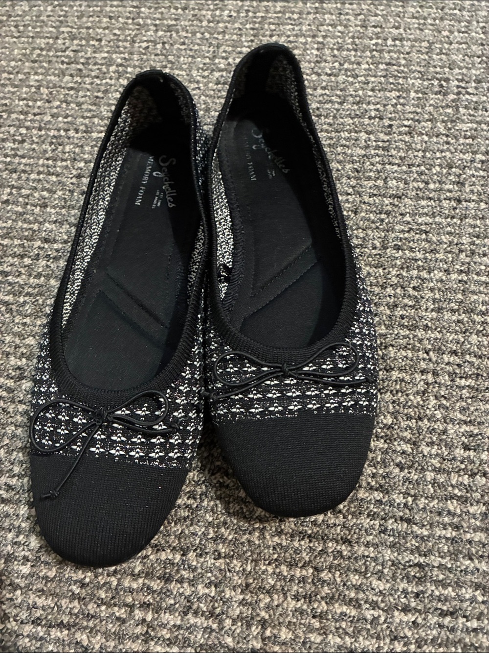 Black Knit Ballet Flats - Women Shoes